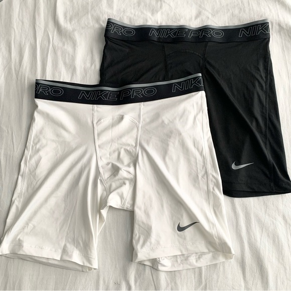 2 Set - Nike Pro Dri Fit Men's Training Shorts White Black Mens XL - Picture 1 of 11